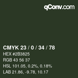 Color code: CMYK 23 / 0 / 34 / 78 | qconv.com