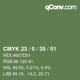 Farbcode: CMYK 23 / 0 / 35 / 51 | qconv.com