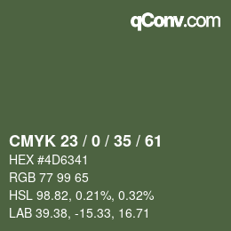Farbcode: CMYK 23 / 0 / 35 / 61 | qconv.com