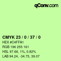 カラーコード: CMYK 23 / 0 / 37 / 0 | qconv.com