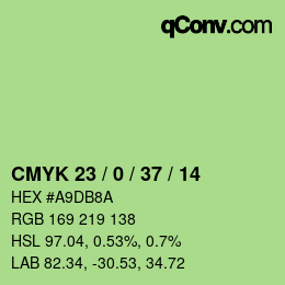 Color code: CMYK 23 / 0 / 37 / 14 | qconv.com