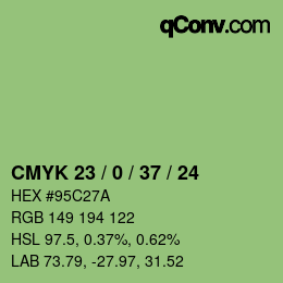 カラーコード: CMYK 23 / 0 / 37 / 24 | qconv.com