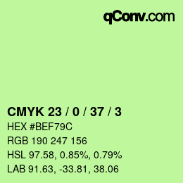 Color code: CMYK 23 / 0 / 37 / 3 | qconv.com