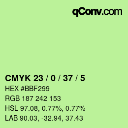 Color code: CMYK 23 / 0 / 37 / 5 | qconv.com