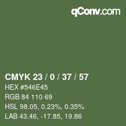 Color code: CMYK 23 / 0 / 37 / 57 | qconv.com