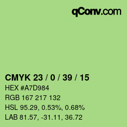 Farbcode: CMYK 23 / 0 / 39 / 15 | qconv.com
