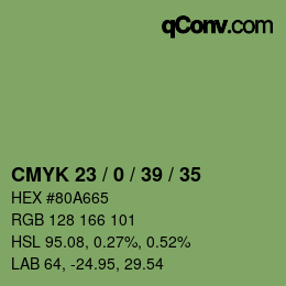 Color code: CMYK 23 / 0 / 39 / 35 | qconv.com