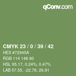 Farbcode: CMYK 23 / 0 / 39 / 42 | qconv.com