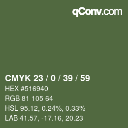 カラーコード: CMYK 23 / 0 / 39 / 59 | qconv.com