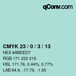 カラーコード: CMYK 23 / 0 / 3 / 13 | qconv.com