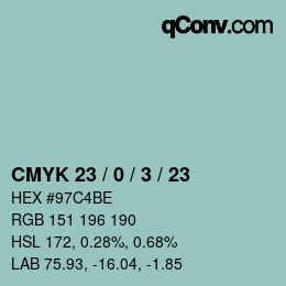 Color code: CMYK 23 / 0 / 3 / 23 | qconv.com