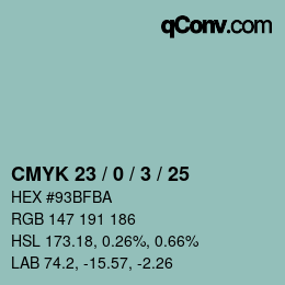 Color code: CMYK 23 / 0 / 3 / 25 | qconv.com