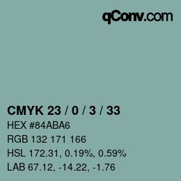 カラーコード: CMYK 23 / 0 / 3 / 33 | qconv.com