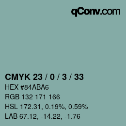 カラーコード: CMYK 23 / 0 / 3 / 33 | qconv.com