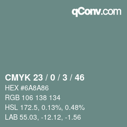 Color code: CMYK 23 / 0 / 3 / 46 | qconv.com