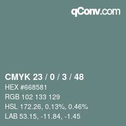 Color code: CMYK 23 / 0 / 3 / 48 | qconv.com