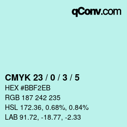 Color code: CMYK 23 / 0 / 3 / 5 | qconv.com