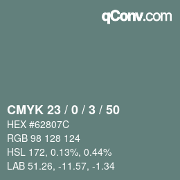 Color code: CMYK 23 / 0 / 3 / 50 | qconv.com