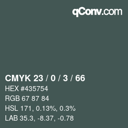 Color code: CMYK 23 / 0 / 3 / 66 | qconv.com