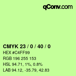 Color code: CMYK 23 / 0 / 40 / 0 | qconv.com