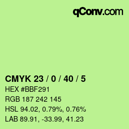 Color code: CMYK 23 / 0 / 40 / 5 | qconv.com