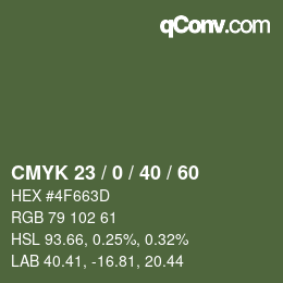 Color code: CMYK 23 / 0 / 40 / 60 | qconv.com