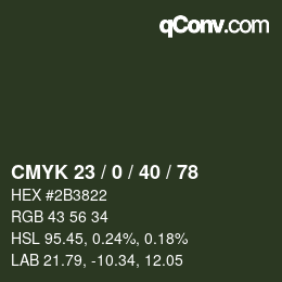 Color code: CMYK 23 / 0 / 40 / 78 | qconv.com