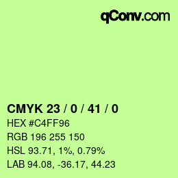 カラーコード: CMYK 23 / 0 / 41 / 0 | qconv.com