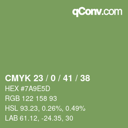 カラーコード: CMYK 23 / 0 / 41 / 38 | qconv.com