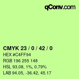 颜色代码: CMYK 23 / 0 / 42 / 0 | qconv.com