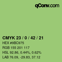 カラーコード: CMYK 23 / 0 / 42 / 21 | qconv.com