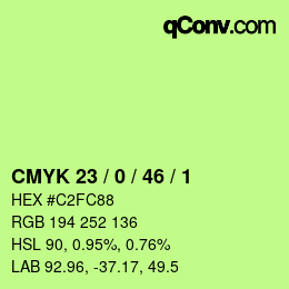Color code: CMYK 23 / 0 / 46 / 1 | qconv.com