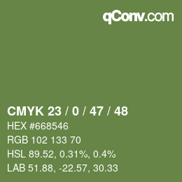 Color code: CMYK 23 / 0 / 47 / 48 | qconv.com