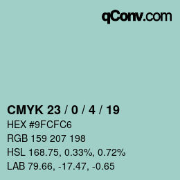 Color code: CMYK 23 / 0 / 4 / 19 | qconv.com