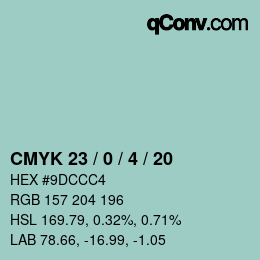 Color code: CMYK 23 / 0 / 4 / 20 | qconv.com