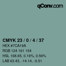 カラーコード: CMYK 23 / 0 / 4 / 37 | qconv.com