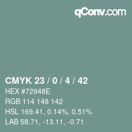 Color code: CMYK 23 / 0 / 4 / 42 | qconv.com