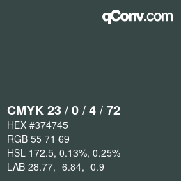 Color code: CMYK 23 / 0 / 4 / 72 | qconv.com