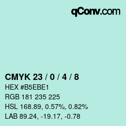 Color code: CMYK 23 / 0 / 4 / 8 | qconv.com