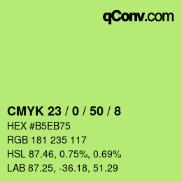 Color code: CMYK 23 / 0 / 50 / 8 | qconv.com