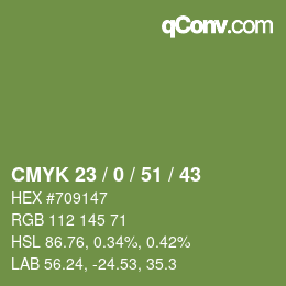 Código de color: CMYK 23 / 0 / 51 / 43 | qconv.com