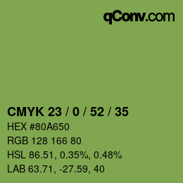 颜色代码: CMYK 23 / 0 / 52 / 35 | qconv.com