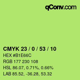 Color code: CMYK 23 / 0 / 53 / 10 | qconv.com