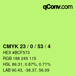 カラーコード: CMYK 23 / 0 / 53 / 4 | qconv.com