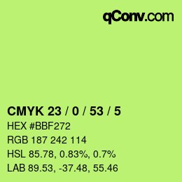 カラーコード: CMYK 23 / 0 / 53 / 5 | qconv.com