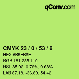 Color code: CMYK 23 / 0 / 53 / 8 | qconv.com
