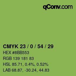 Farbcode: CMYK 23 / 0 / 54 / 29 | qconv.com