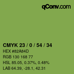 Farbcode: CMYK 23 / 0 / 54 / 34 | qconv.com