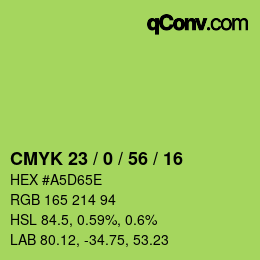 Color code: CMYK 23 / 0 / 56 / 16 | qconv.com