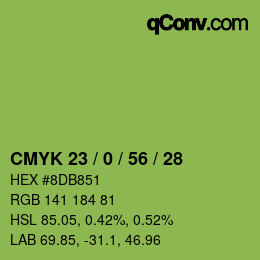 Color code: CMYK 23 / 0 / 56 / 28 | qconv.com